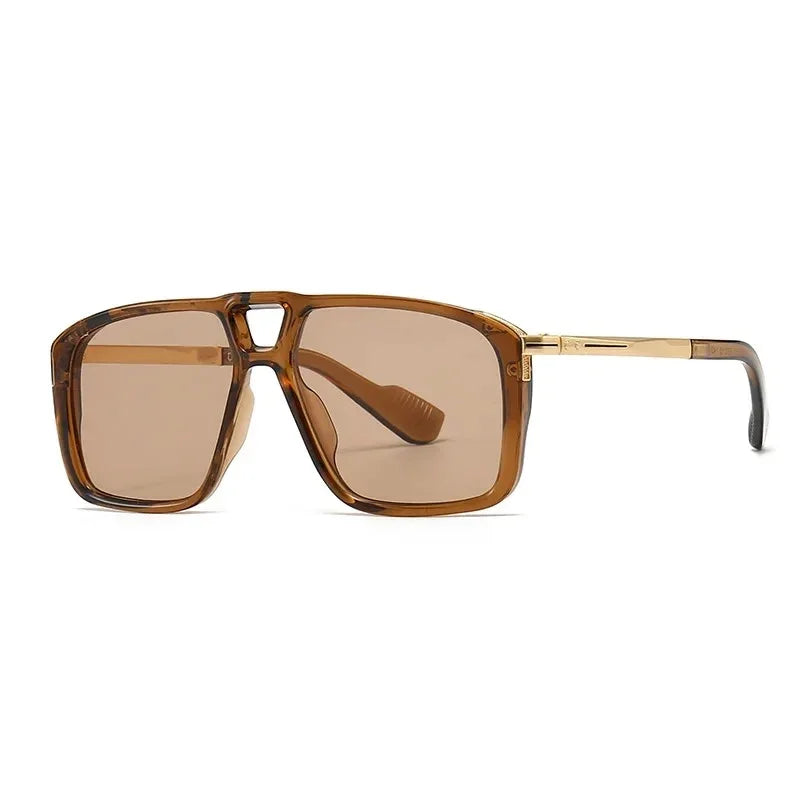 Aaron oversized brown tortoise shell sunglasses with gold metal temples by The Vision Junkie