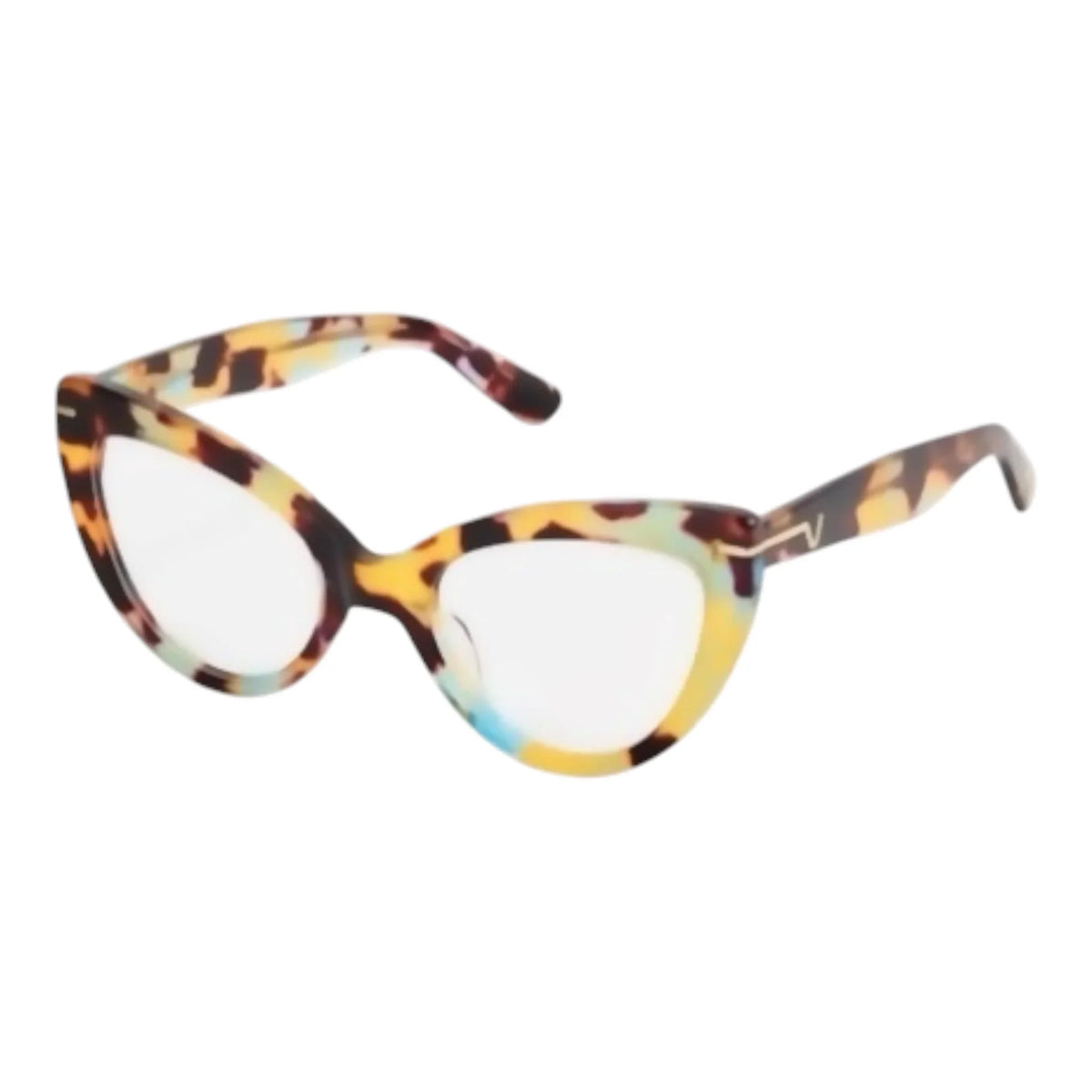 Aria cat-eye eyeglasses with multi-colored tortoiseshell frames by The Vision Junkie