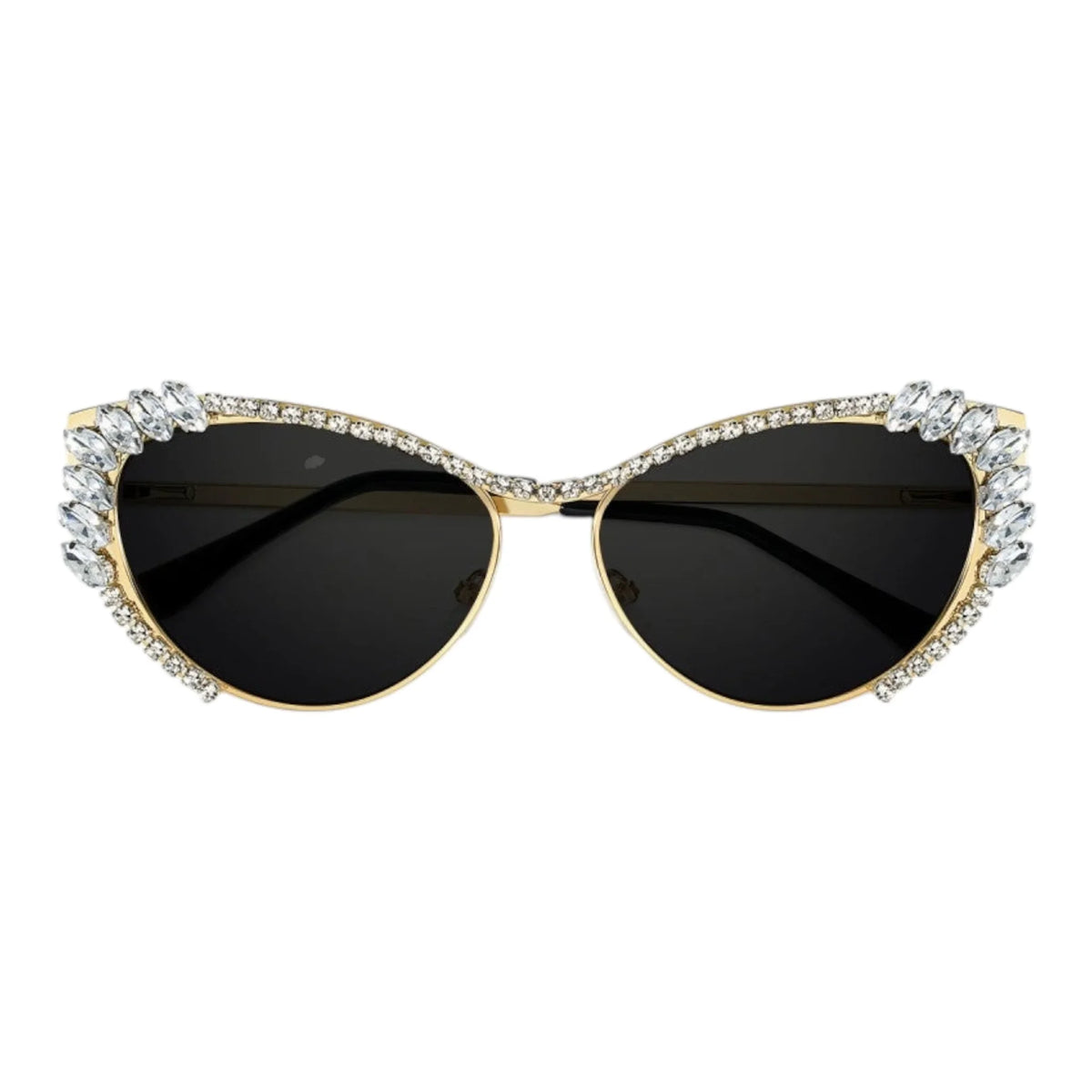 The Vision Junkie Nene cat-eye sunglasses with gold frames and crystal embellishments
