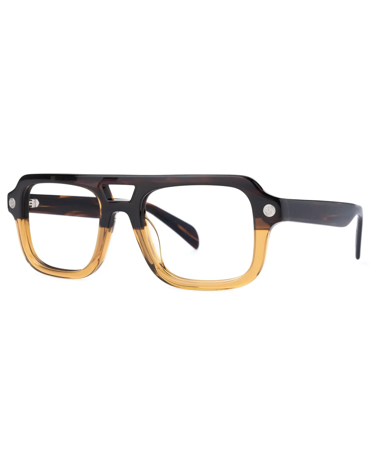 Rell two-tone tortoiseshell and amber square frame eyewear by The Vision Junkie