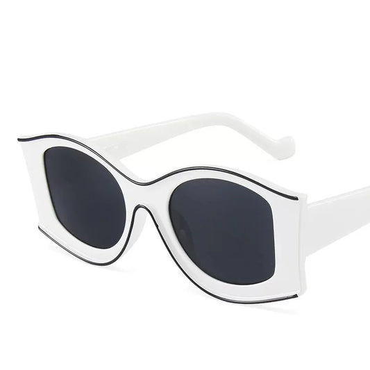 Wiz white oversized sunglasses with black lenses by The Vision Junkie