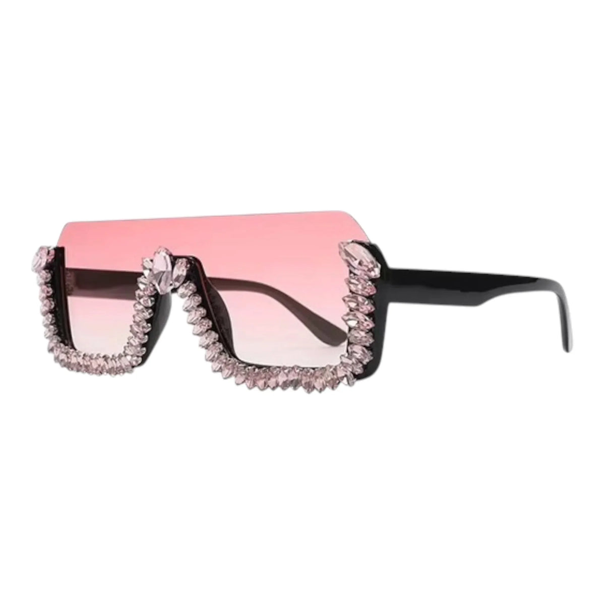 Mika pink gradient shield sunglasses with sparkling crystal embellished frames by The Vision Junkie