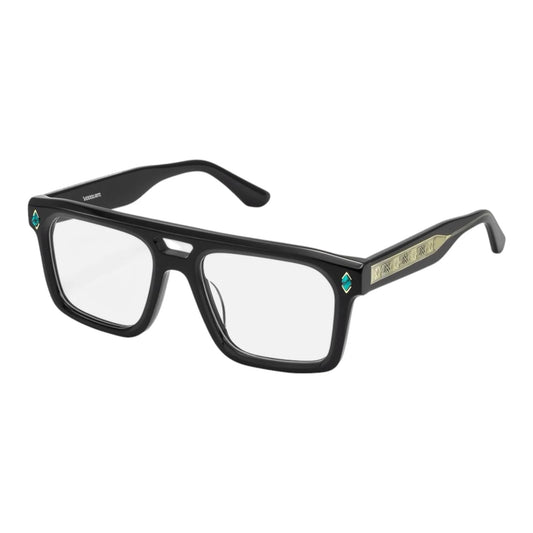 The Vision Junkie Jace black rectangular eyewear frames with decorative teal accents