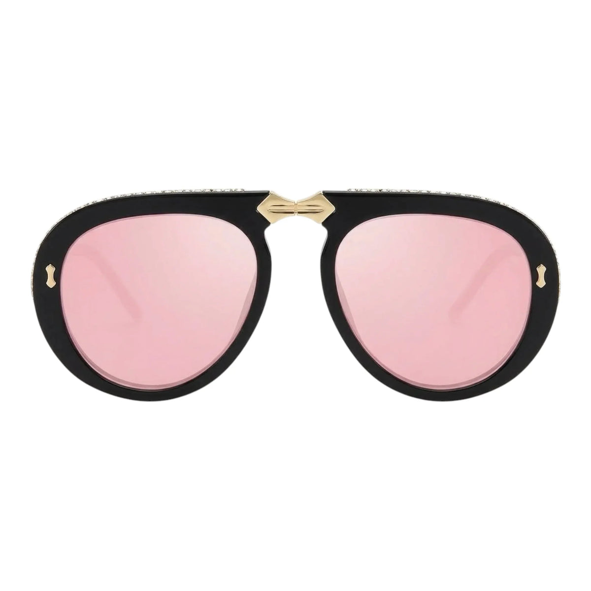The Vision Junkie London sunglasses with black frames and pink tinted lenses.