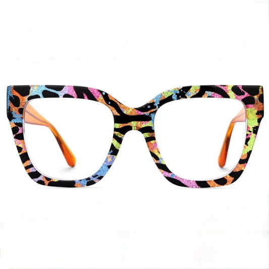 The Vision Junkie Isla colorful leopard print oversized eyeglasses