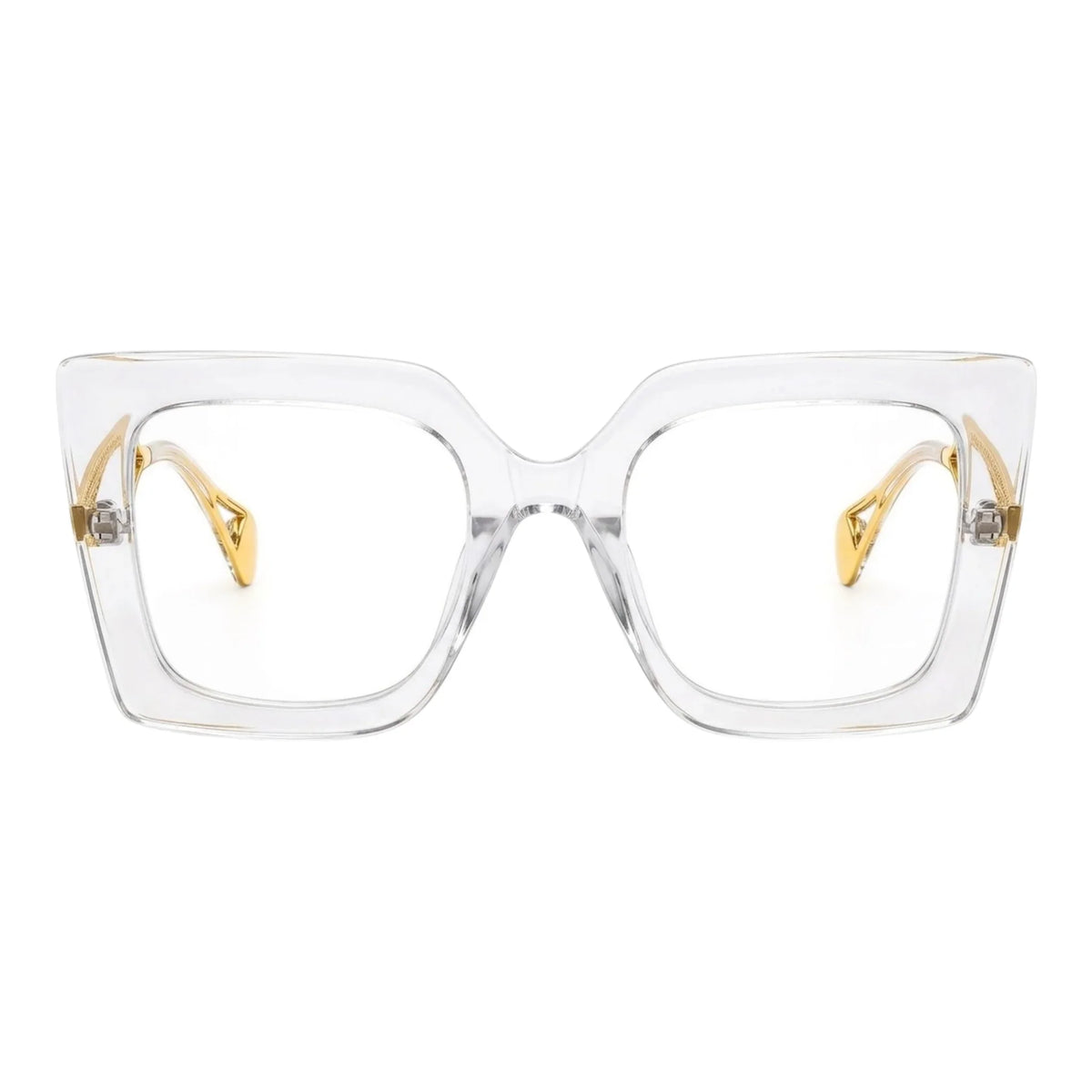 The Vision Junkie Wendy clear square frames with gold accents