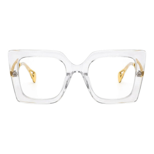 The Vision Junkie Wendy clear square frames with gold accents