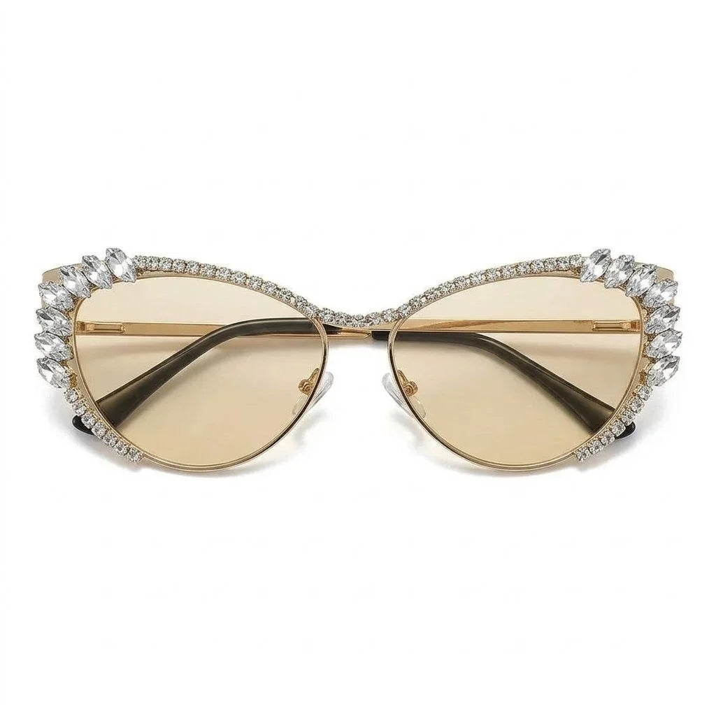 Nene gold-tone cat-eye sunglasses with rhinestone embellished frames by The Vision Junkie