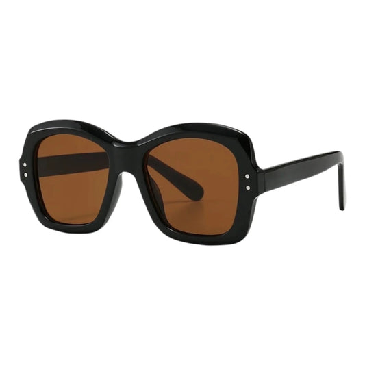 Zara black oversized geometric sunglasses with brown tinted lenses by The Vision Junkie