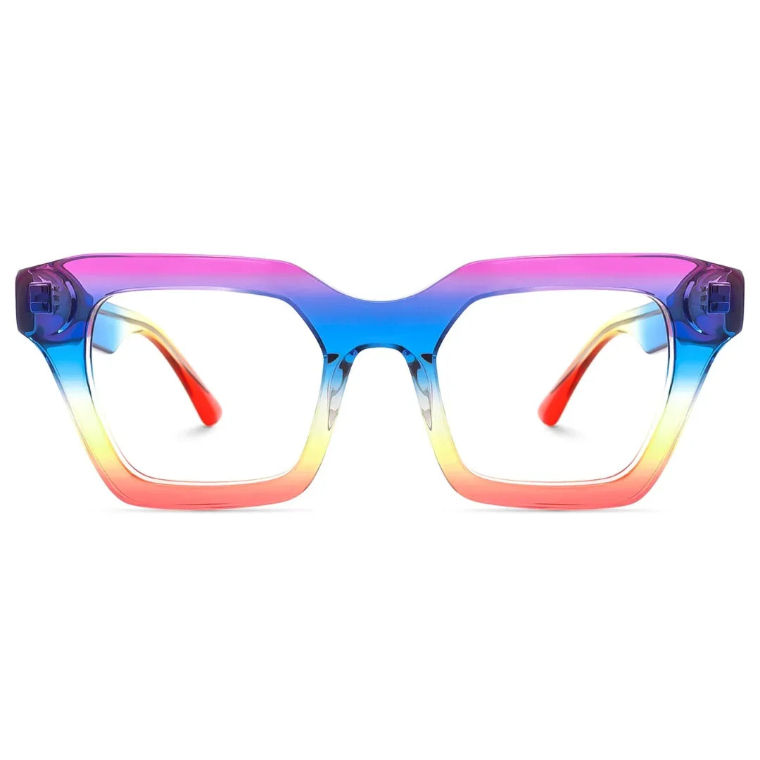 The Vision Junkie Enid rainbow gradient eyeglasses with multi-colored frames