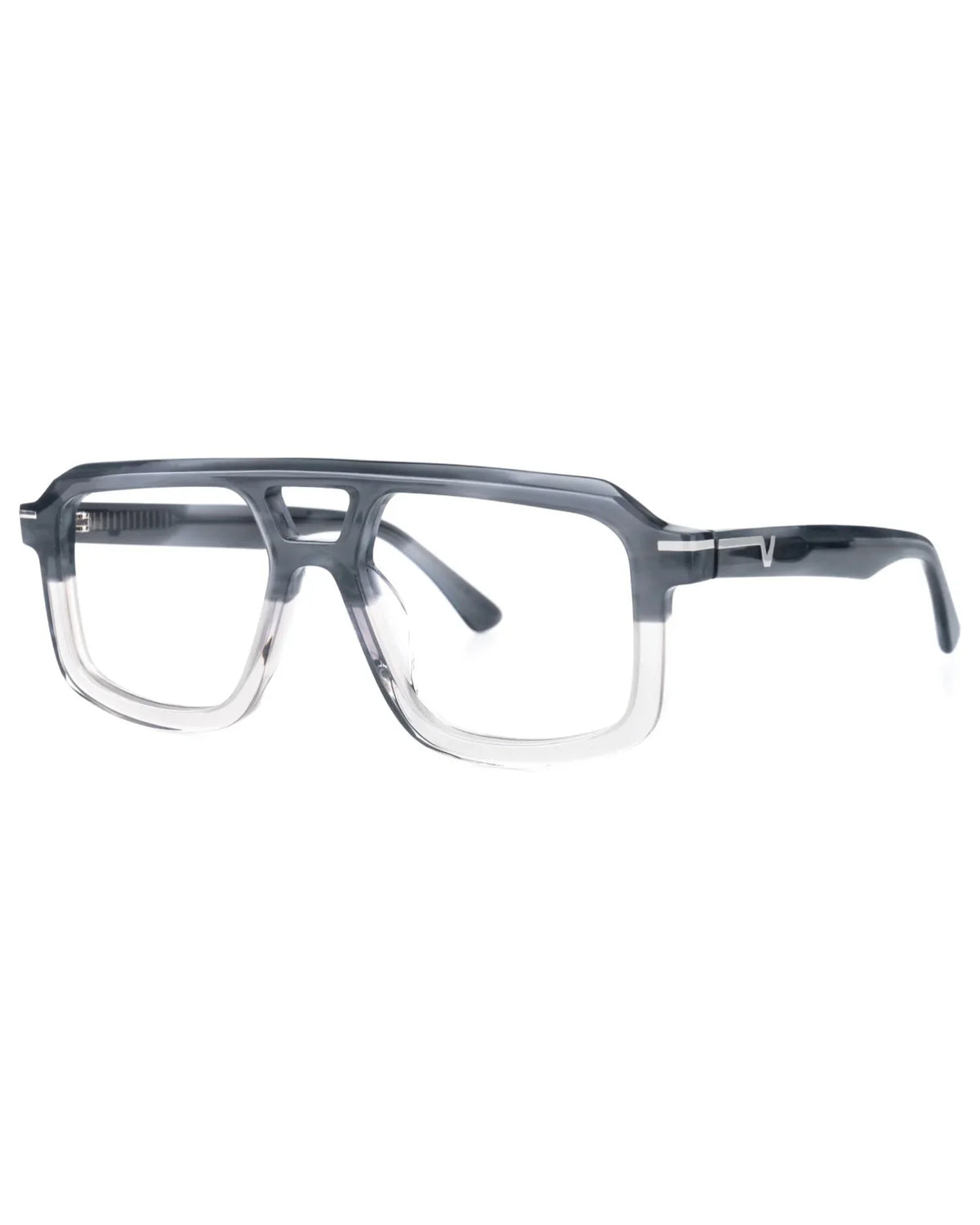 Chris eyewear by The Vision Junkie featuring thick grey gradient rectangular frames.